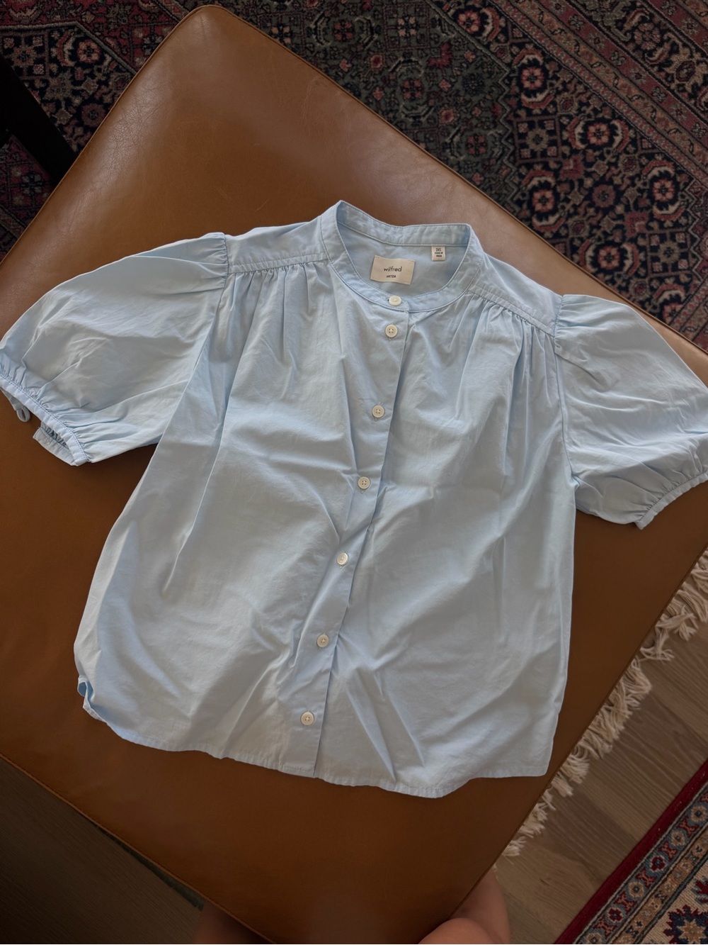 Aritzia blue poplin top